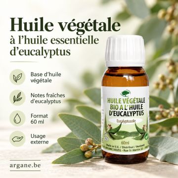 Huile Végétale à l’Huile Essentielle d’Eucalyptus – 60 ml