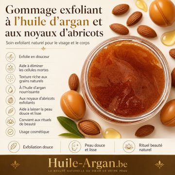 Gommage à l’Huile d’Argan et aux Noyaux d’Abricot – 250 ml