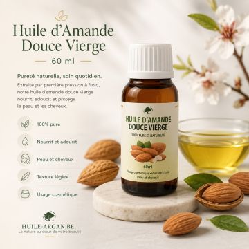 Huile Végétale d'Amande Douce 100 % Pure – Massage & Soin – 60 ml