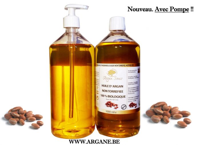 1 Litre huile d' Argane Bio vierge non Torréfiée cosmétique 1000 ML