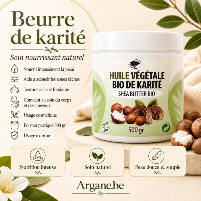 Beurre de Karité Bio Équitable 500 g – Soin Nourrissant Peau & Cheveux