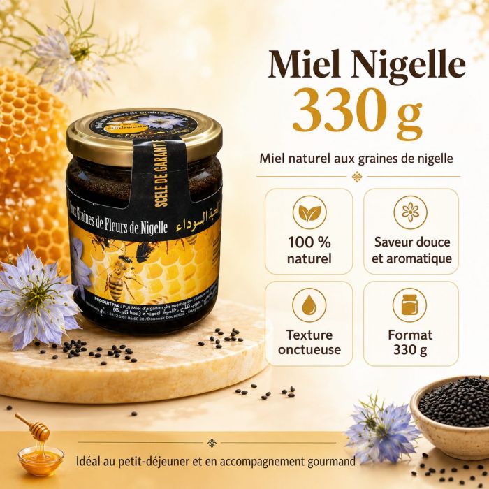 Préparation au miel, graines de nigelle et pollen – 330 g