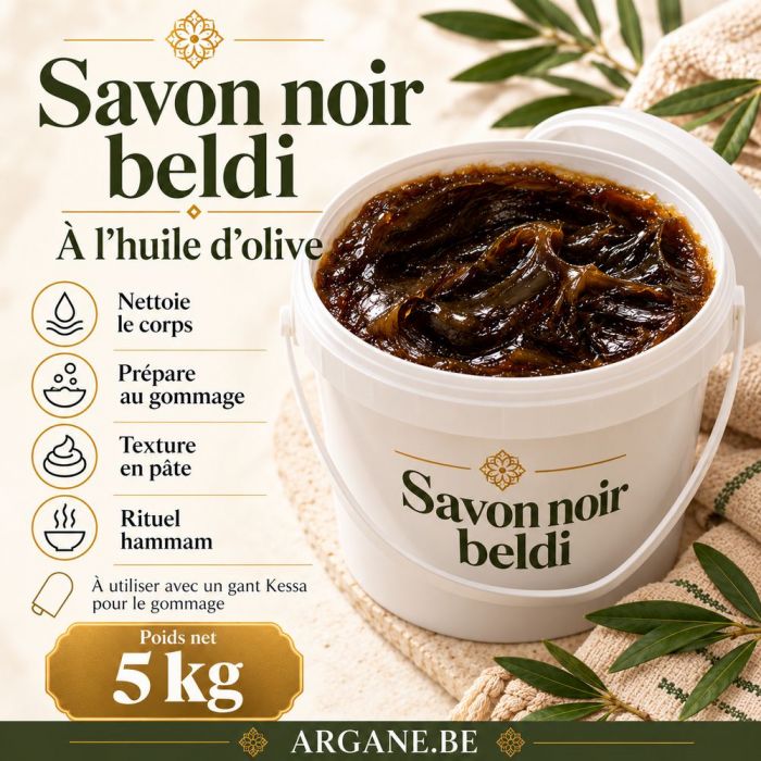 Savon noir beldi à l’huile d’olive – Seau 5 kg – Rituel hammam
