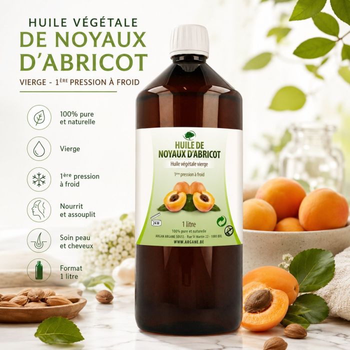 Huile Végétale de Noyaux d'Abricot Vierge Bio 1 Litre – Massage & Bonne Mine