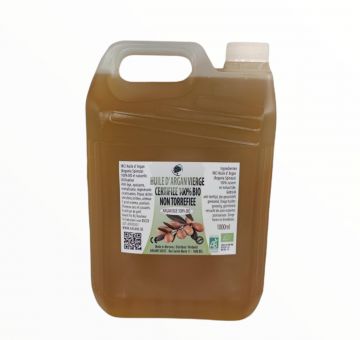 5 LITRES HUILE D' ARGAN VIERGE BIO NON TORREFIEE VRAC