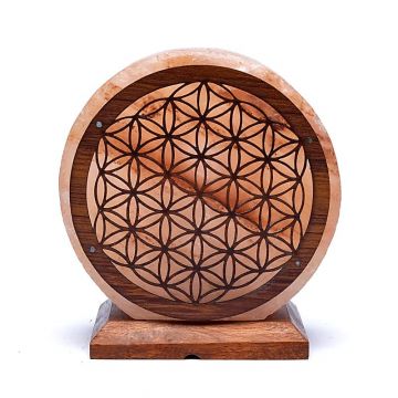 Lampe de sel Fleur de vie avec câble et LED 22x19x10