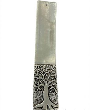 Porte encens métal blanc Arbre de vie 23,5cm