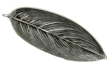 Porte encens métal blanc Feuille 24x8cm
