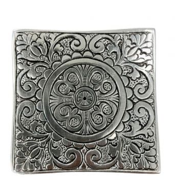 Porte encens métal blanc Motif Floreal 10cm
