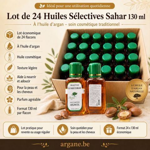 Huile Sélective Sahar  à l’Argan – Lot de 24 × 130 ml
