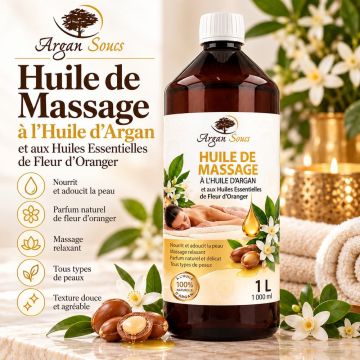 Huile Massage Argan Fleur d’Oranger 1 L | Argane.be