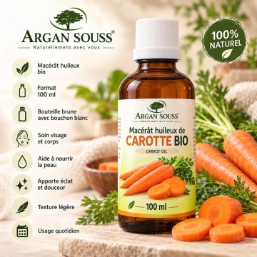 Macérât Huileux de Carotte Bio 100 ml – Soin Bonne Mine Naturel
