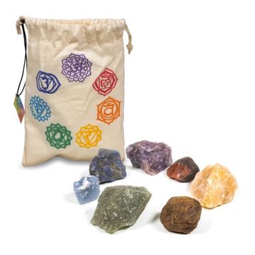 Set de 7 pierres des chakra dans un sac en coton