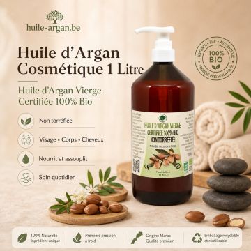 1 Litre huile d Argan Vierge Bio non torréfiée certifiée bio 1000 ML
