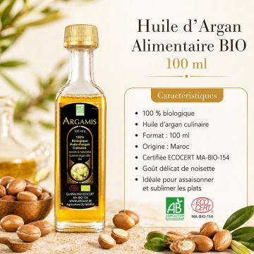 huile d' argan alimentaire bio 100ml