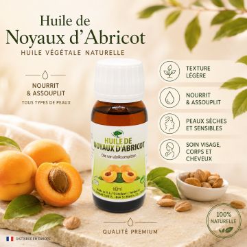 HUILE VEGETALE DE NOYAU D'ABRICOT BIO 60 ML