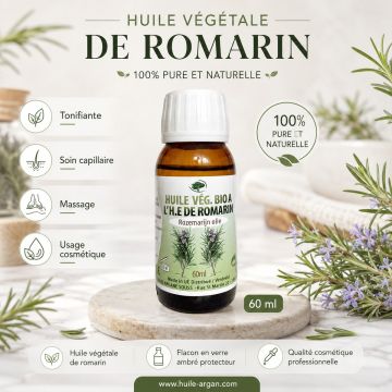 Huile Végétale au Romarin – Huile de Massage & Soin Tonifiant – 60 ml