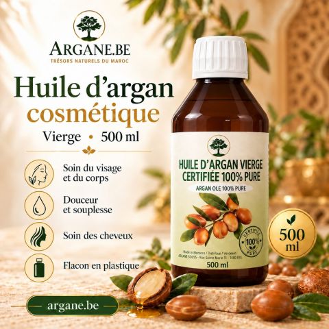 HUILE D' ARGAN BIO VIERGE NON TORREFIEE COSMETIQUE 500ML