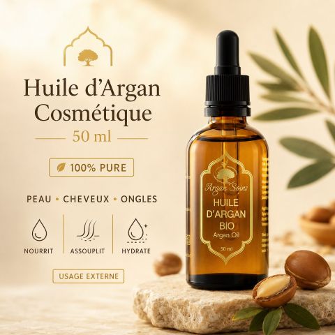 Huile d’Argan Vierge Bio Argan Souss – Pipette 50 ml