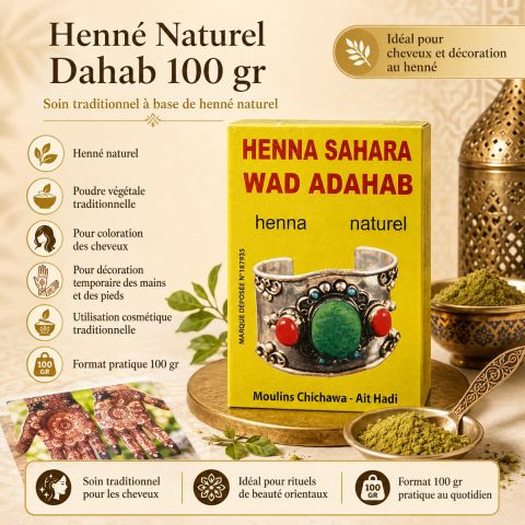 HENNE TAZARINE BAQ NATUREL POUR CHEVEUX 100 gr 