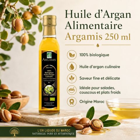 huile argan bio alimentaire argamis 250 ml