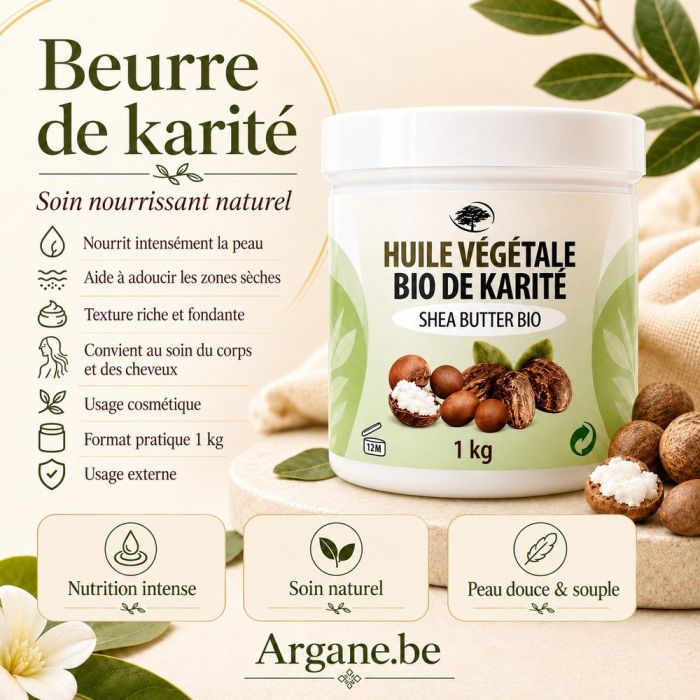 Beurre de Karité Bio Équitable 1 kg – Soin Naturel Peau & Cheveux