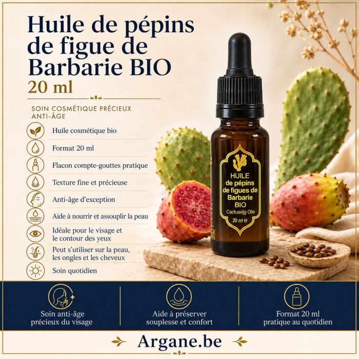 Huile de Pépins de Figue de Barbarie Bio 20 ml – 100 % Pure – Argan Souss