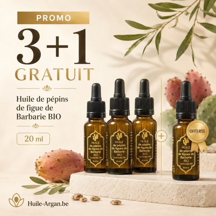 Huile de Pépins de Figue de Barbarie Bio 20 ml – Lot 3 + 1 Offert