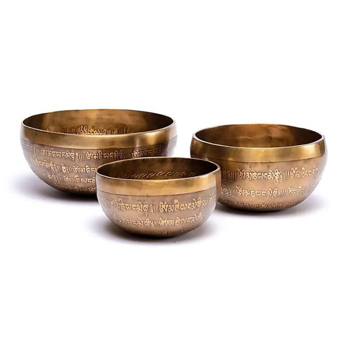 Bol chant. Tibet gravé main 24cm