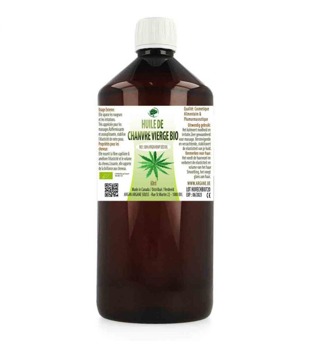 Huile végétale de Chanvre VIERGE Bio 1000ml