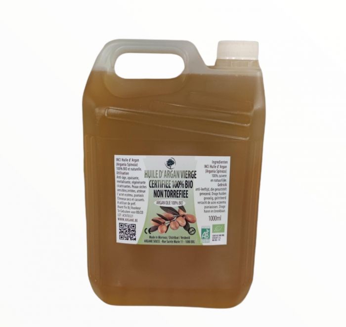 5 LITRES HUILE D' ARGAN VIERGE BIO NON TORREFIEE VRAC