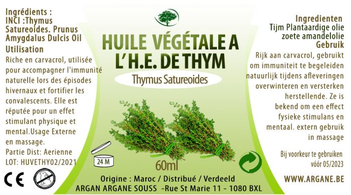 HUILE VEGETALE A l' H.E. DE THYM 60 ML
