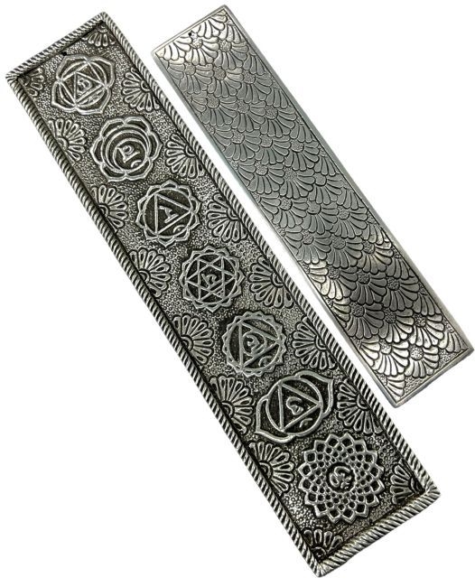 Porte encens métal blanc Arbre de vie 23,5cm
