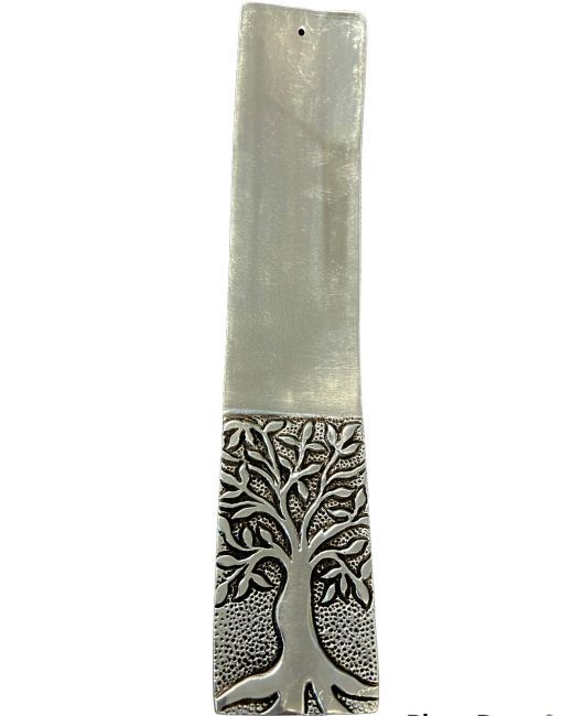 Porte encens métal blanc Arbre de vie 23,5cm