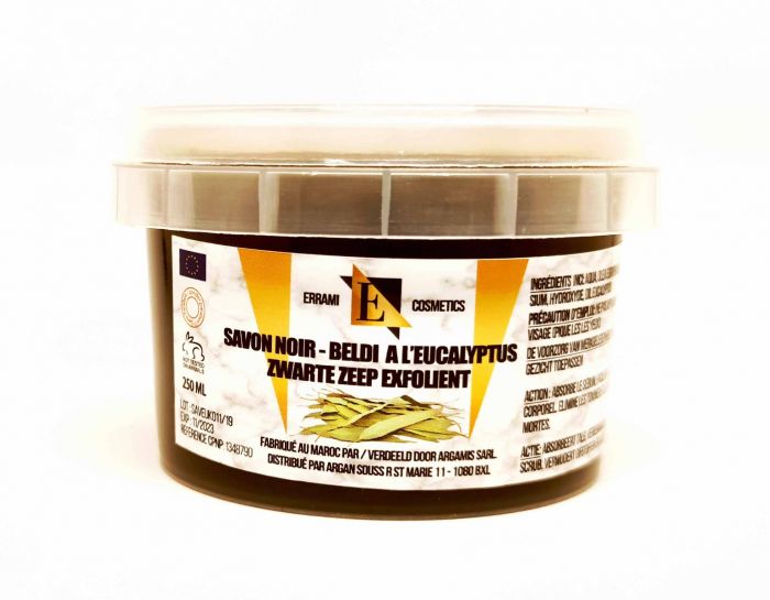 SAVON NOIR BELDI EXFOLIANT A L' HUILE D' EUCALYPTUS 250 GR