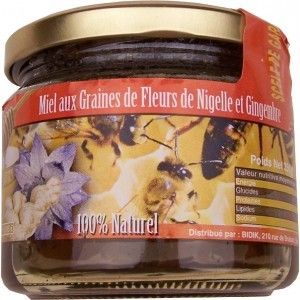 Miel aux Graines de Fleurs de Nigelle et Gingembre 100% naturel 350 gr